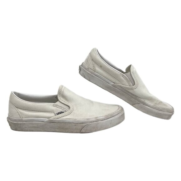 Vans White Classic Slip-On Canvas Sneakers | Size 7.5 - Picture 1 of 10